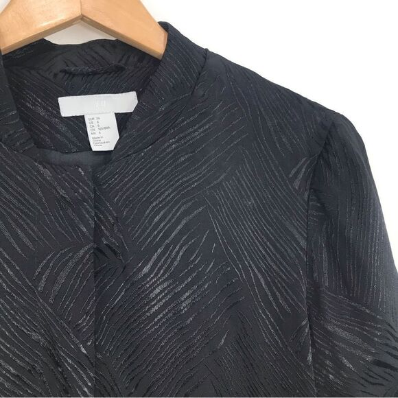H&M Black Silky Textured Linear Print Bomber Jacket - Picture 13 of 16
